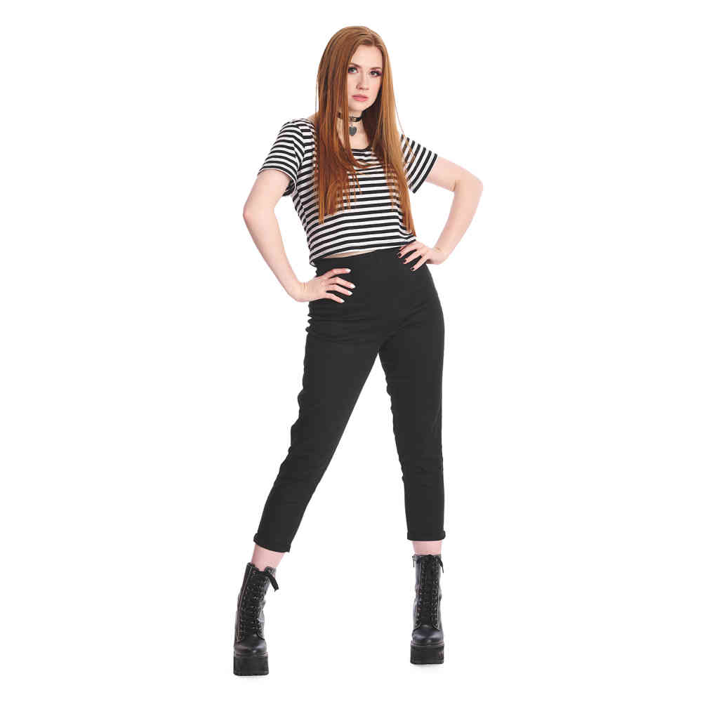 Banned - Sweet Yet Spooky Stripe Top - White/Black